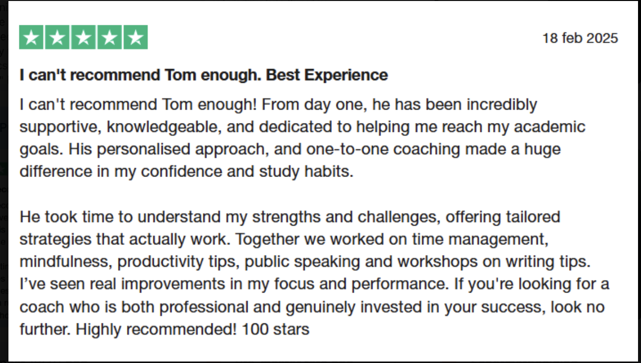 Five star Trustpilot review: I can't recommend Tom enough